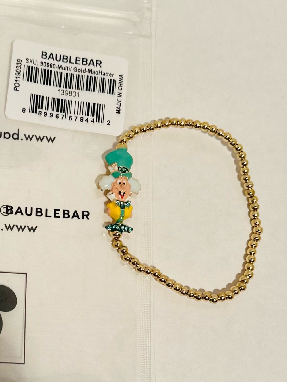 Baublebar NWT Disney Alice In Wonderland Mad Hatter Pisa Bracelet